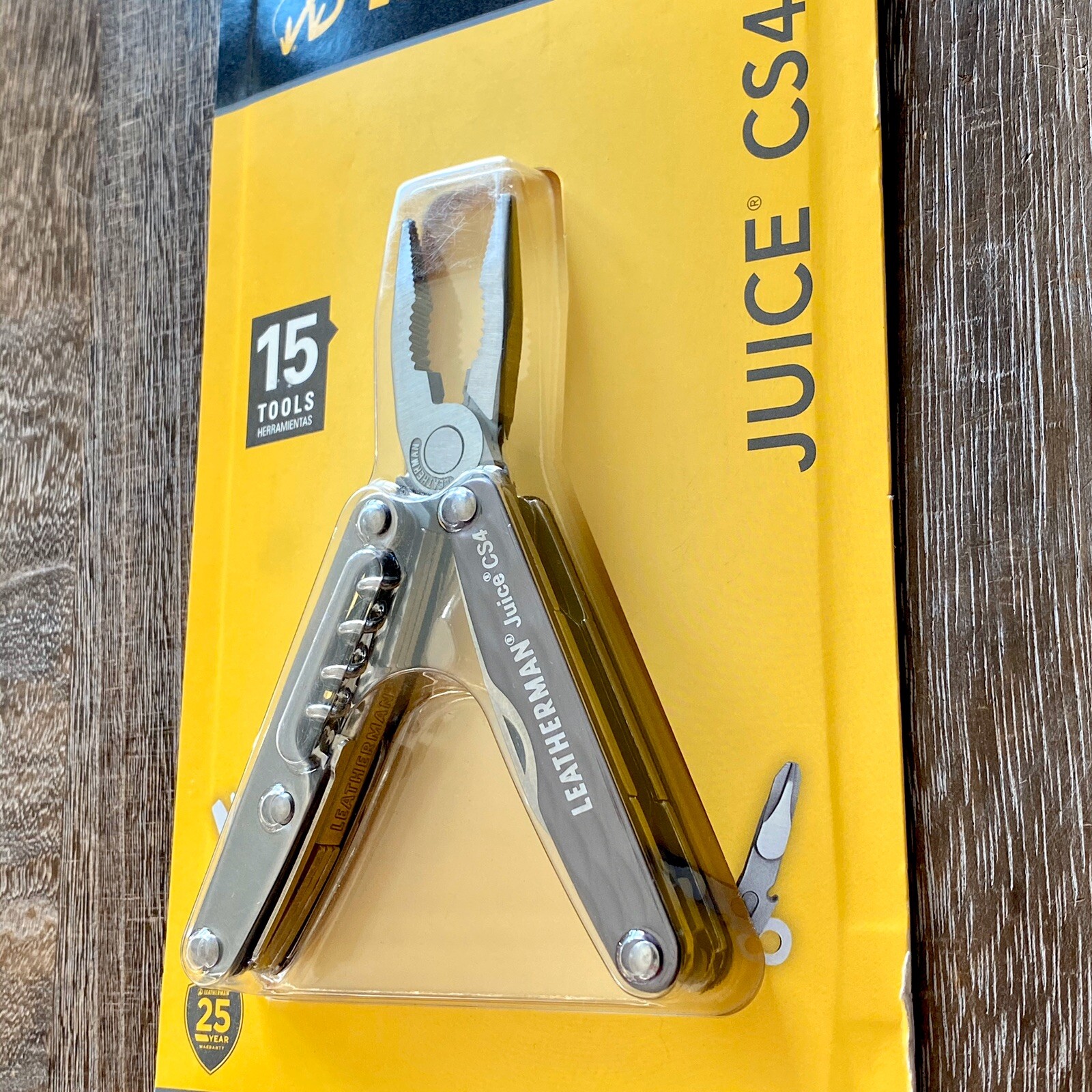 New, Sealed In Blister, Leatherman Juice CS4 Granite Gray multitool.