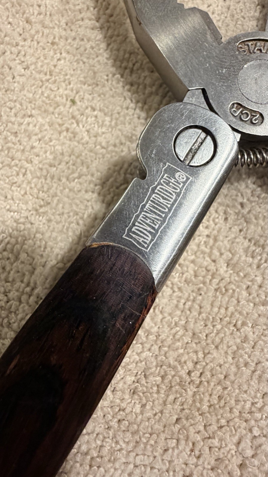 Adventure Ridge Stainless Multi Tool Wood Handle Pliers Knife Saw File EDC
