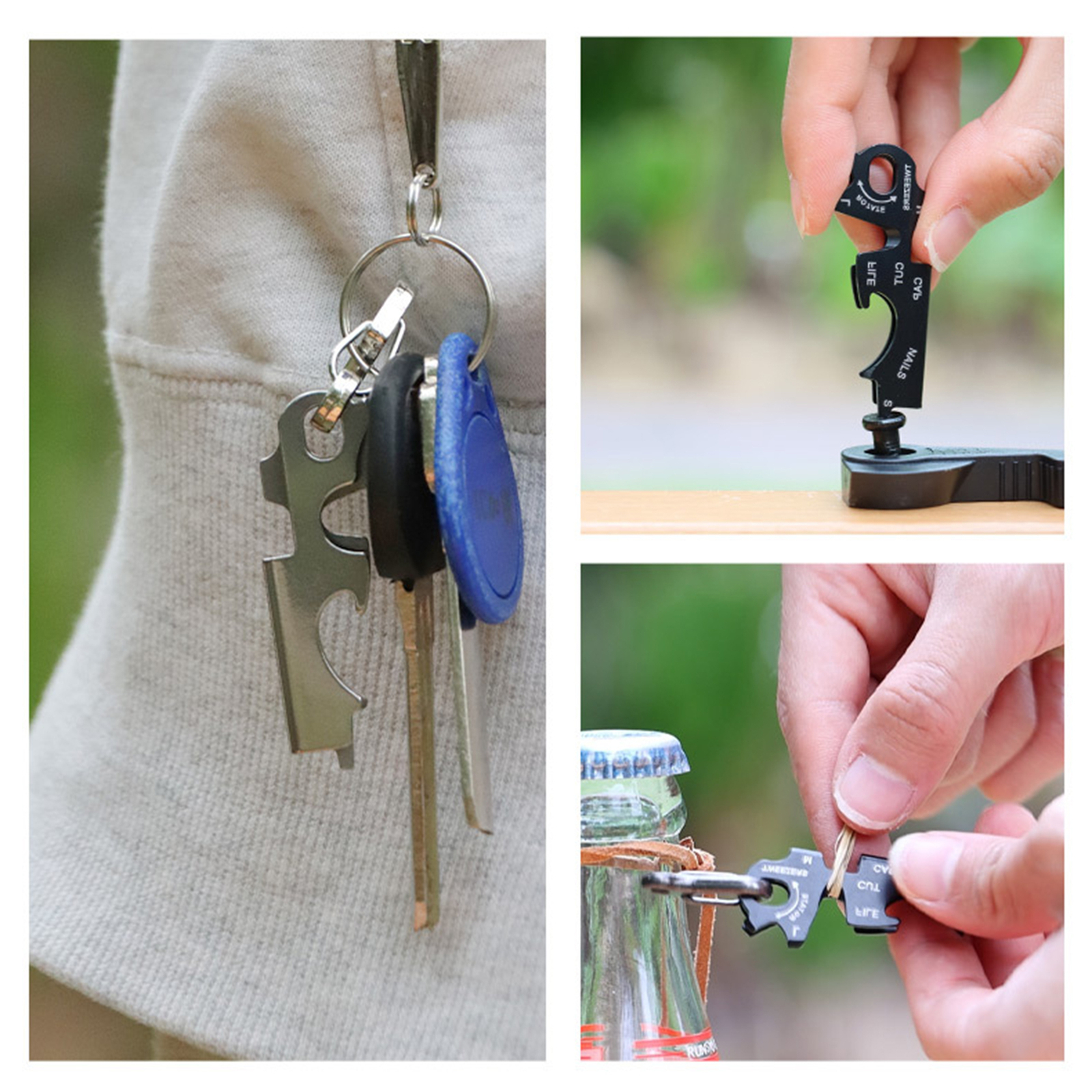2 Pcs Keychain Tools and Gadgets 8 in 1 Stainless Steel Screwdriver Tool