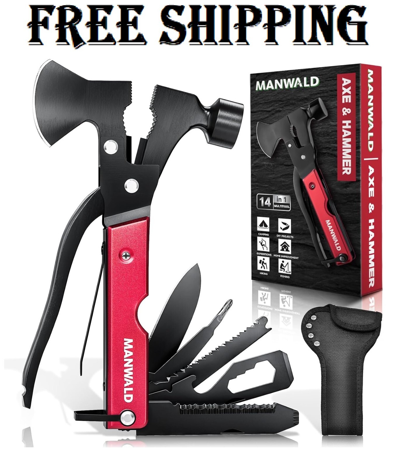 15 in 1 Multitool Axe Hatchet, Gifts for Men, Camping Accessories Survival Ge…