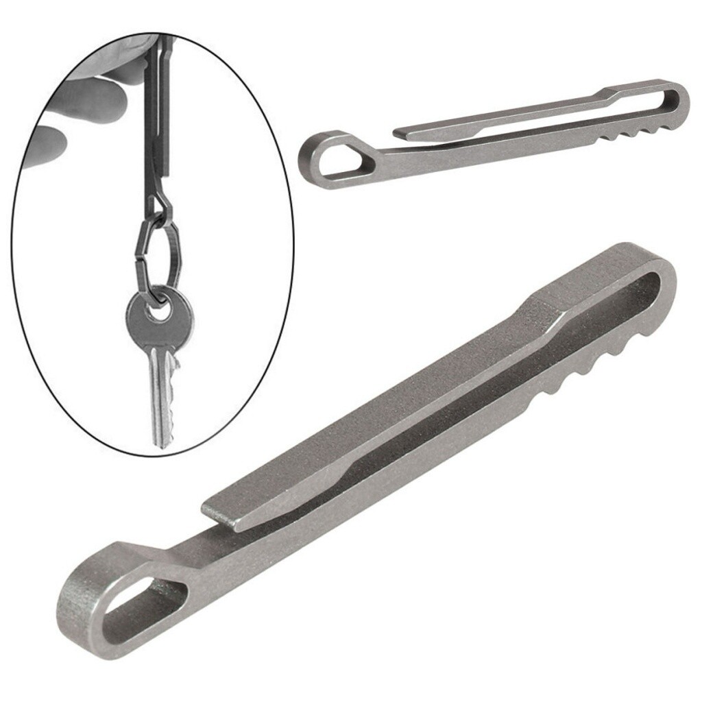 2PCS Titanium Alloy Carabiner Spring Snap Clips Hook Keychain Keyring Buckle