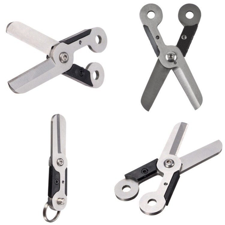 3pcs Gear Mini Scissor Spring Load Detachable Keychain Multi Tool Survival EDC