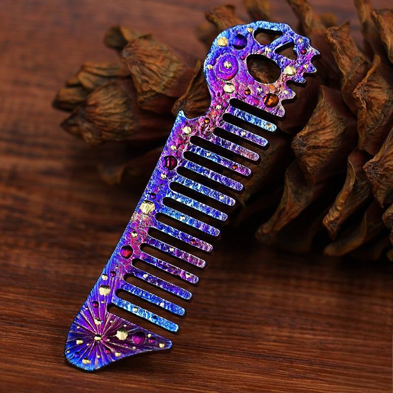 EDC Handmade Titanium Hair Beared Comb Anti-Static Pocket Comb Bottle Opener