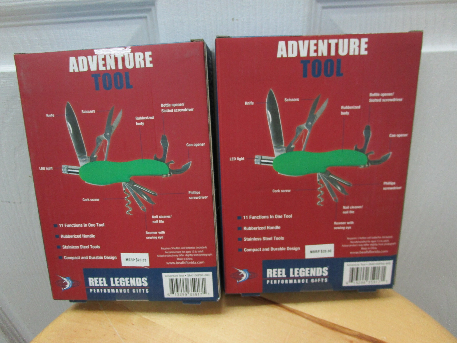2 x Reel Legends Adventure Tool Pocket Knife, 9 Blade-Red (GM0150PBE-600)