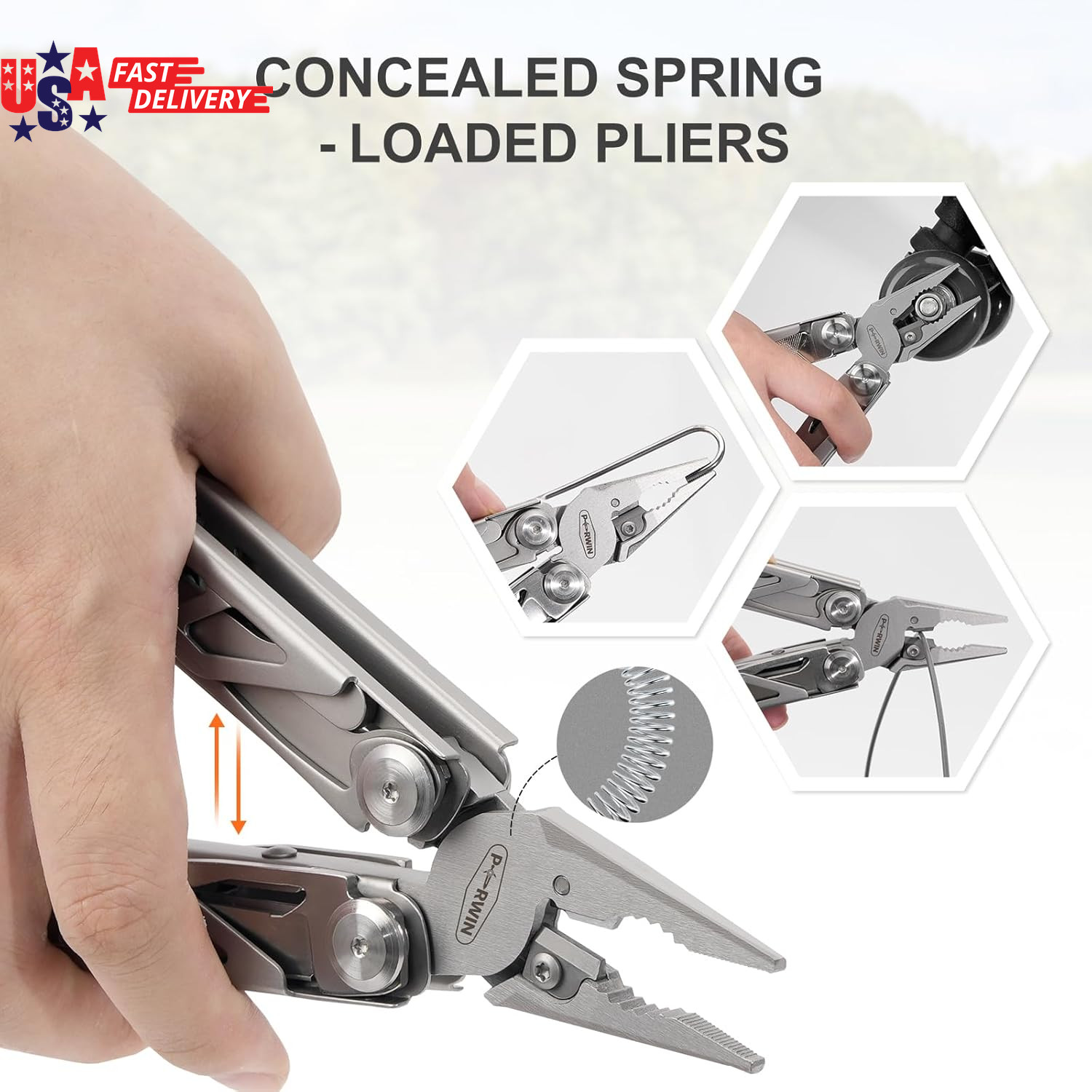 Multitool, 17-In-1 Stainless Steel Multi Tool Pliers with Self-Locking, Pocket K