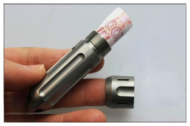 EDC Titanium Rocket Shape Pill Case Holder Container Organizer Keychain Pendant