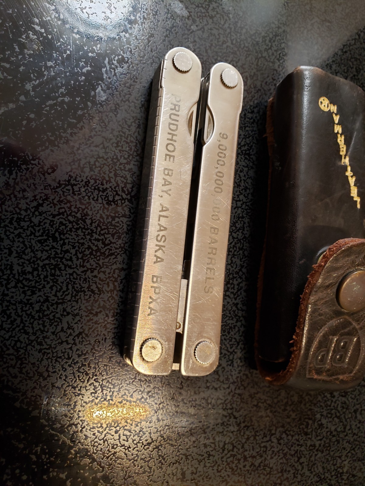 Vintage BP Stamped Leatherman PST Multi-Tool With Brown Leather Case