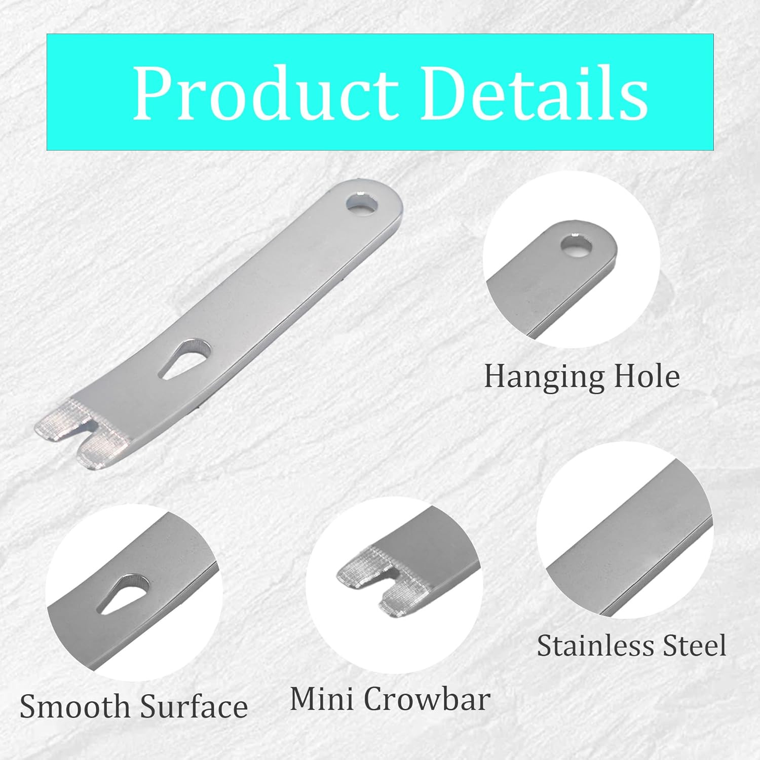 6PCS 3″ Mini Pry Bar Set, Stainless Steel EDC Pocket Tool with Keychain Hole, Mu