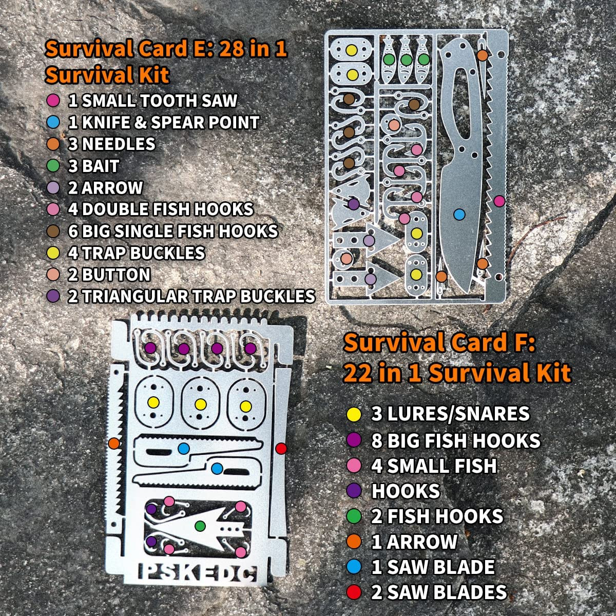 12 Pcs Survival Multitool Card Emergency Camping Tool EDC Kit in Your Wallet Out