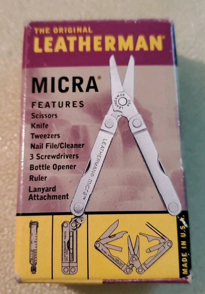 Vintage Leatherman Original Micra New In Box With Original User Guides 3M Ad.