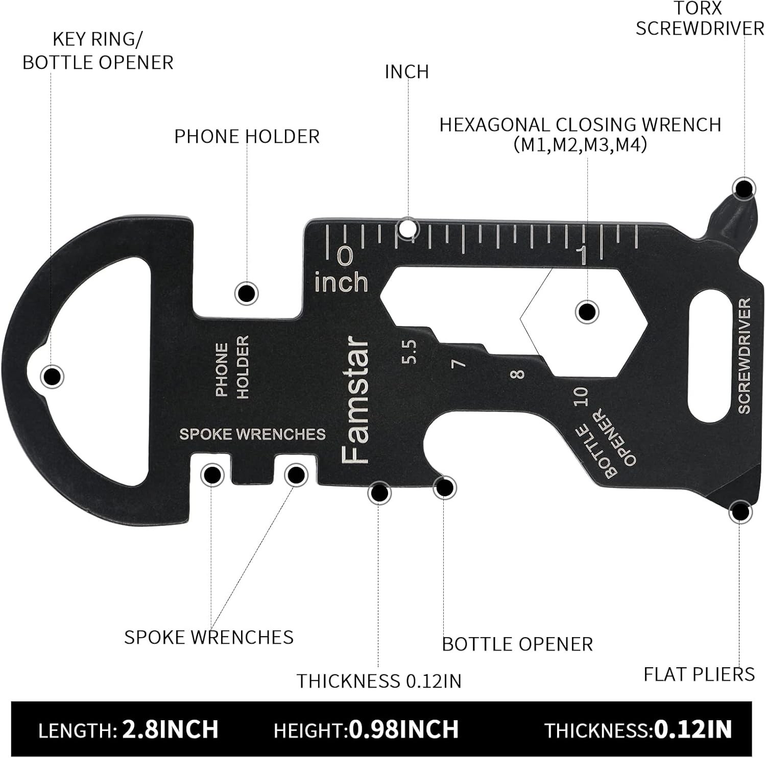 3-Pack Keychain Multi-Tool 18 in 1 Stainless Steel – Perfect Adventure Companion