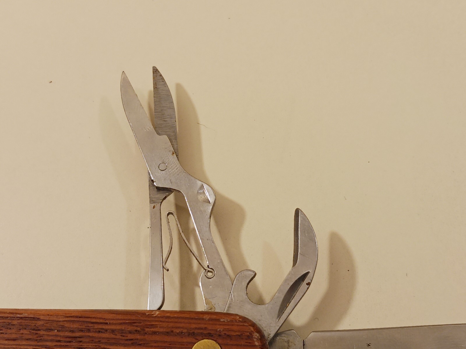 7 Function Wood Brown Handle Multi-Tool Folding Knife Pliers Scissors Camp China