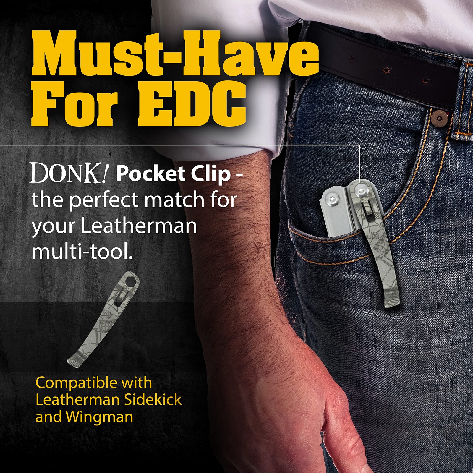 Donk! Titanium Pocket Clip. Made for Leatherman Wingman & Leatherman Sidekick…