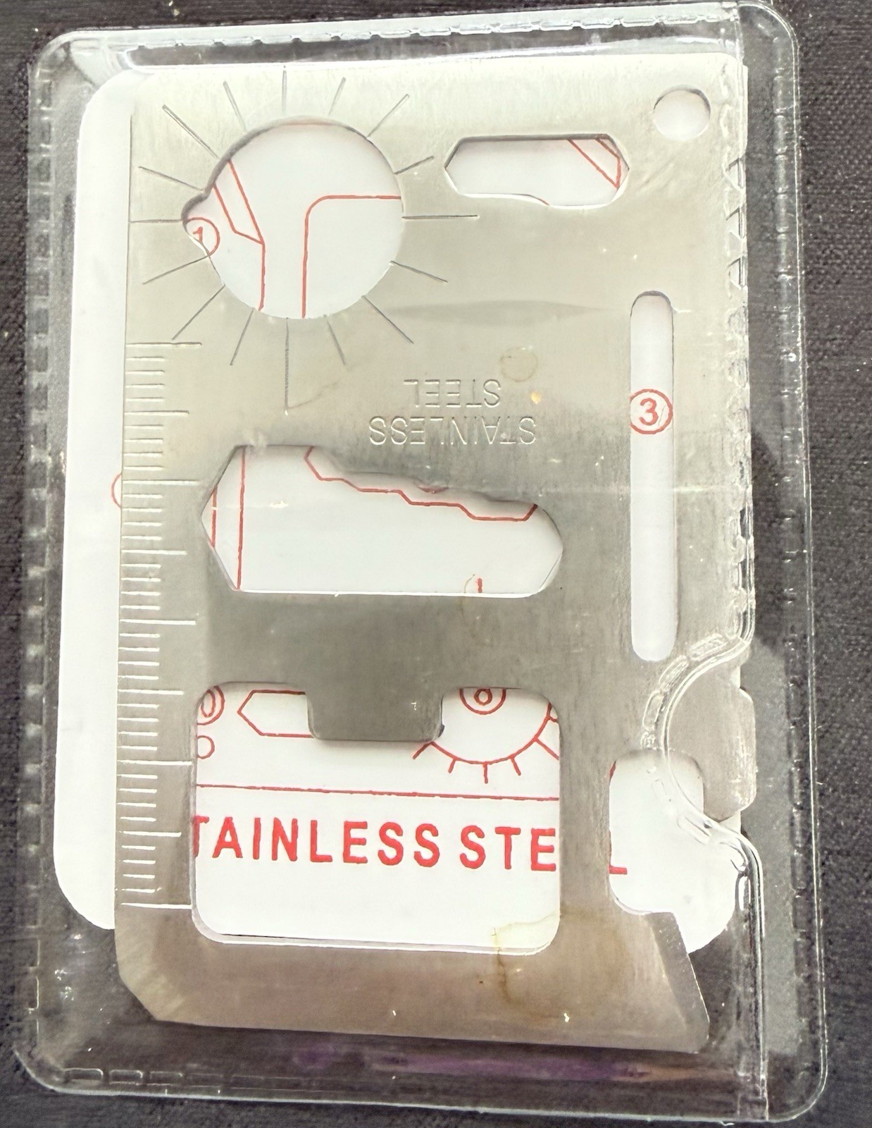 Multipurpose Pocket Survival Tool, Stainless Steel, Wallet Size