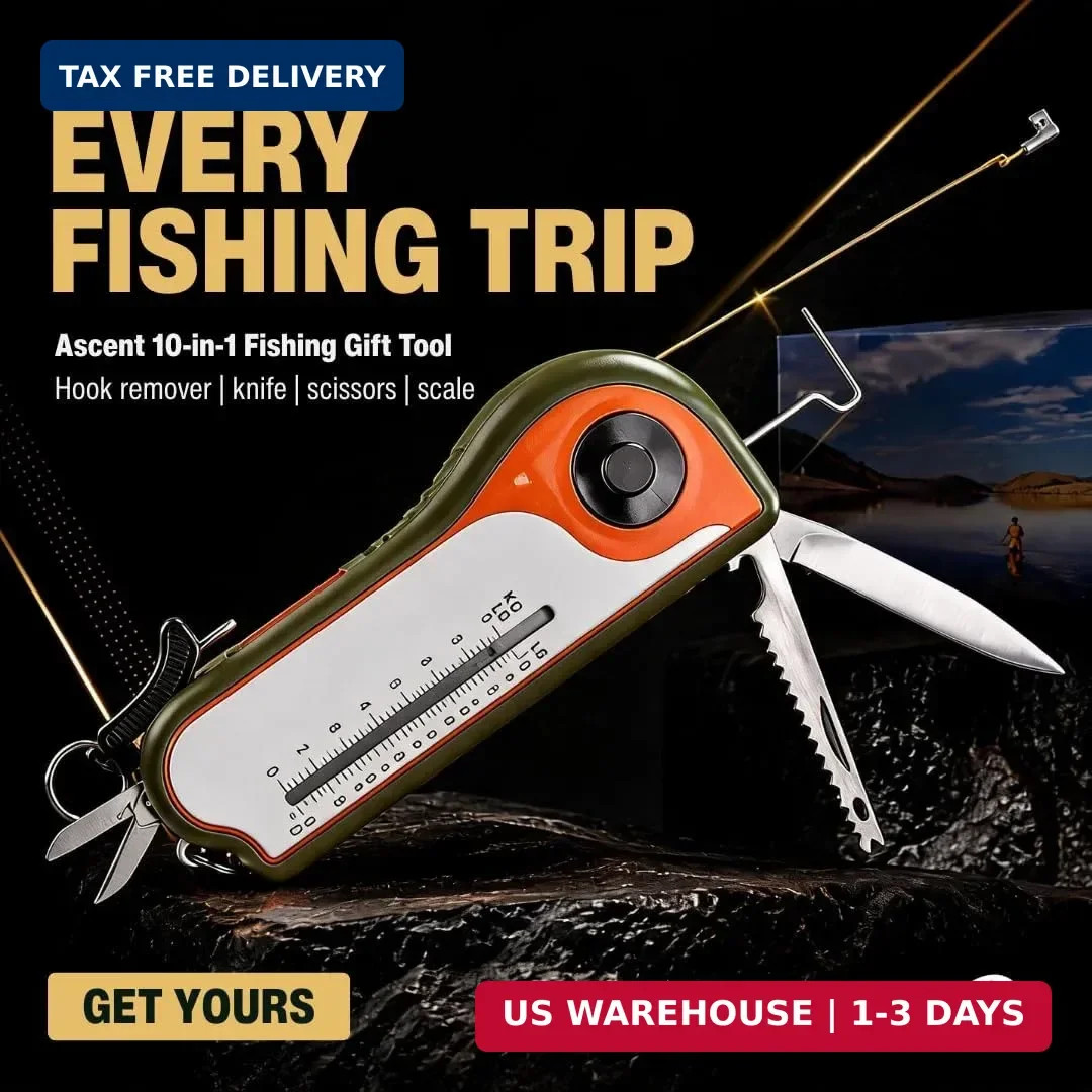 Fisherman Gift Tool Fishing Multitool – Hook Remover, Scale Scraper, Tape Measur