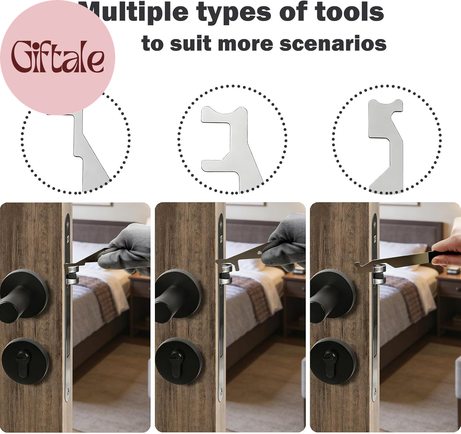 Firefighters’ Door Opening Tools Multi-Purpose Kit,3 Pcs Spring Steel Pry Set,Do