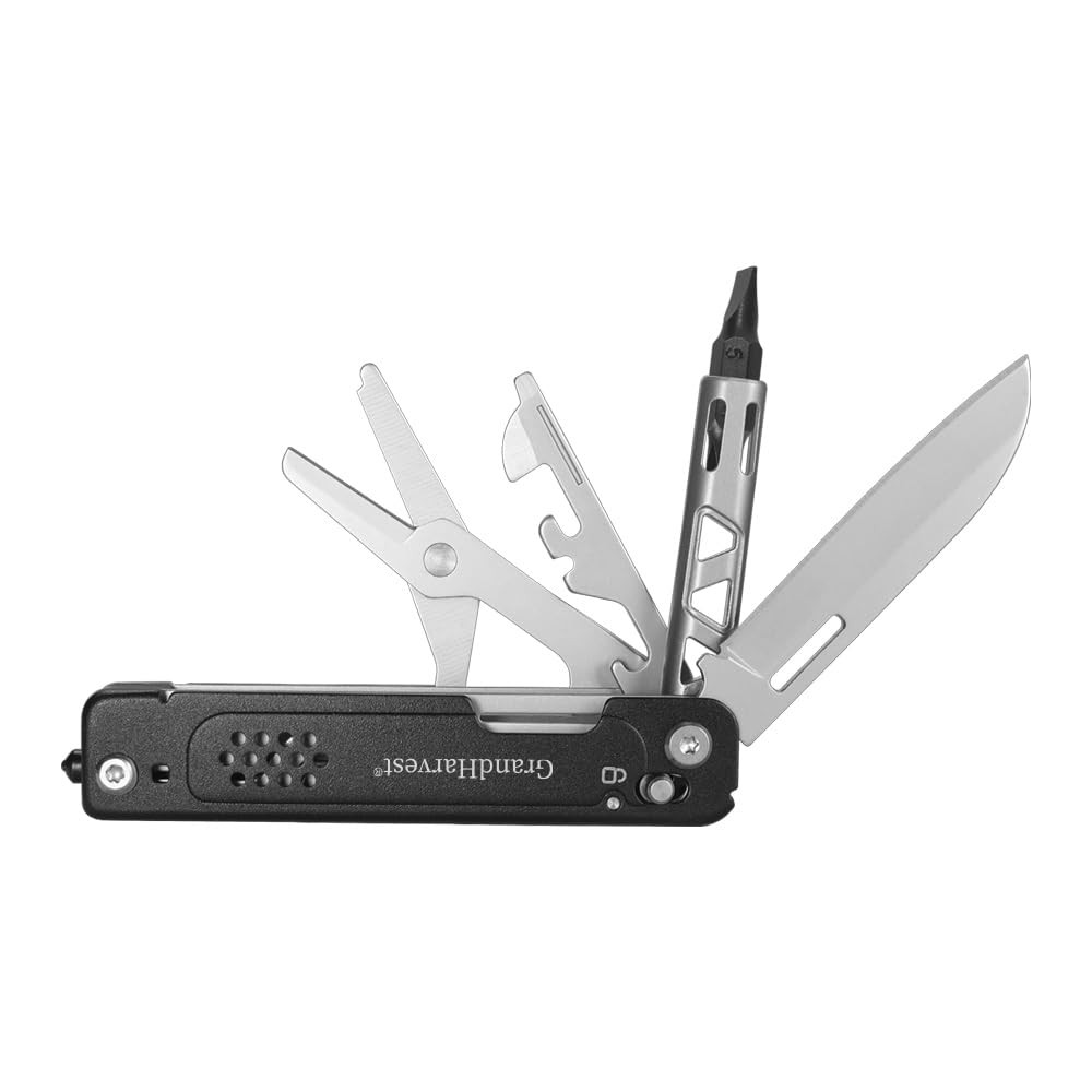 Multi-Function Folding Knife, 9-in-1 Stainless Steel Multi-Tool with Scissors…
