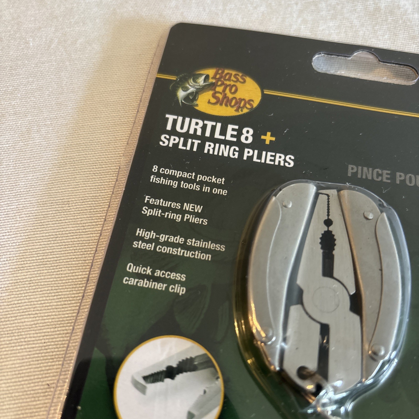 Bass Pro Shops Turtle 8 & Split Ring Pliers Kerchain Brand New Stainless Steel