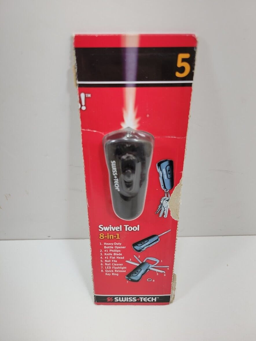 Swiss+Tech 8 in 1 Swivel Tool, Mini Folding, Knife, Screwdrivers, Bottle Opener